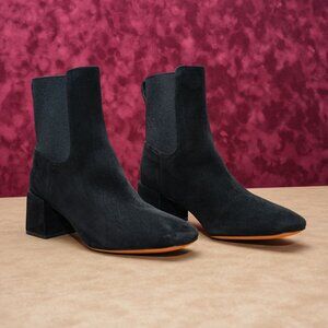 Vince Women Kimmy Black Suede Comfy Square Toe Dress Ankle Boots sz 9.5